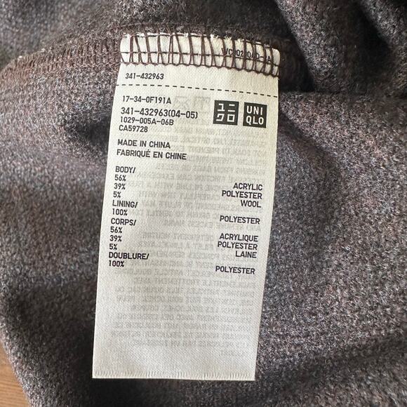 Uniqlo U Fleece Long sleeve shirt Jacket Dark Brown Size Medium New with tag - Picture 6 of 7